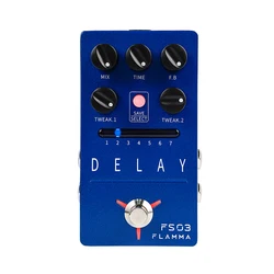 FLAMMA FS03 Guitar Delay Effects Pedal Stereo Delay Pedal 6 Delay Effects with 80s Looper Storable Presets Tap Tempo Trail on