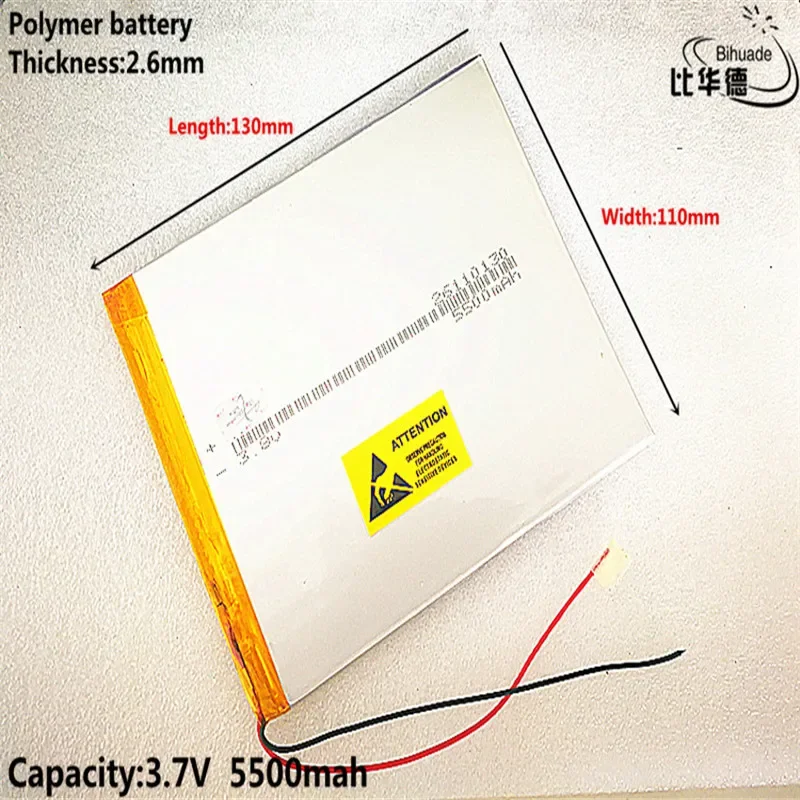 3.7V 5500mAh 26110130 Rechargeable Li-Polymer Li-ion Battery For Tablet PC