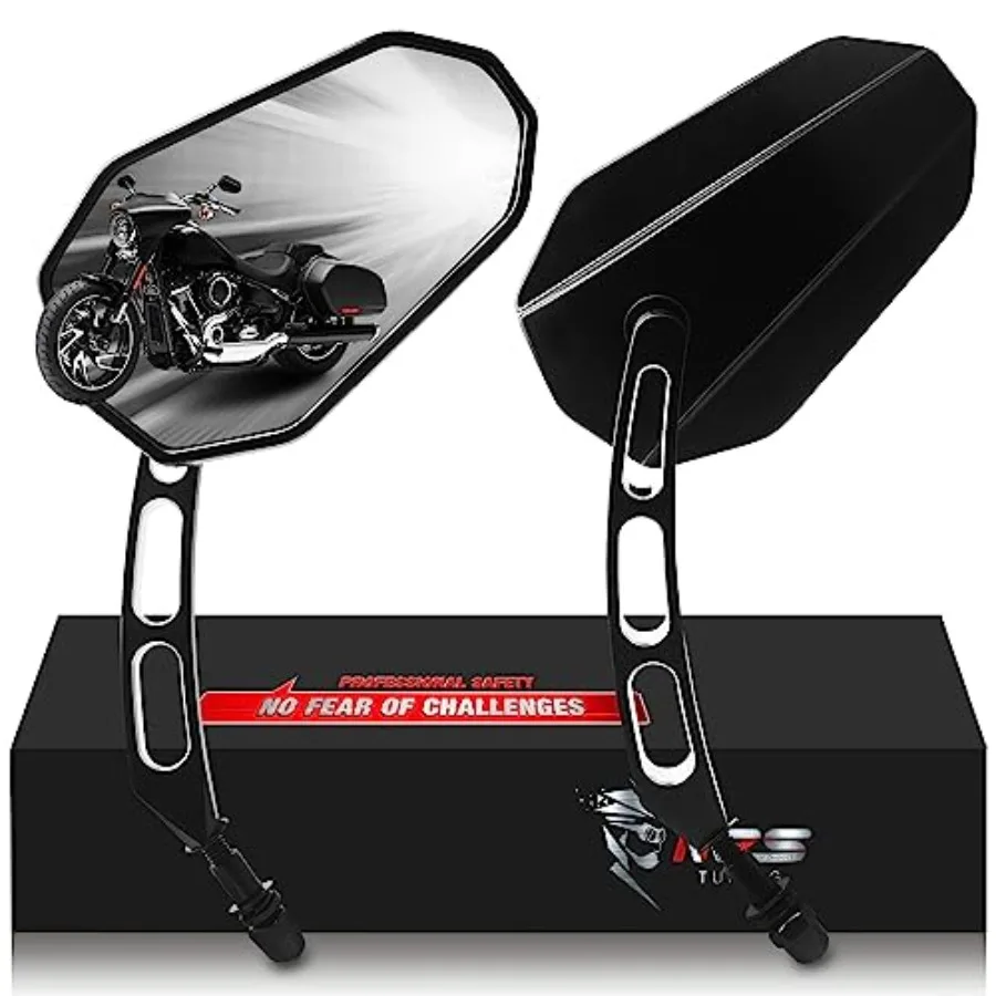 

Black M8 Motorcycle Rear View Mirrors with Hollow Rod Arrow Design for Sportster Road King Street Glide Electra Dyna Softail Ul