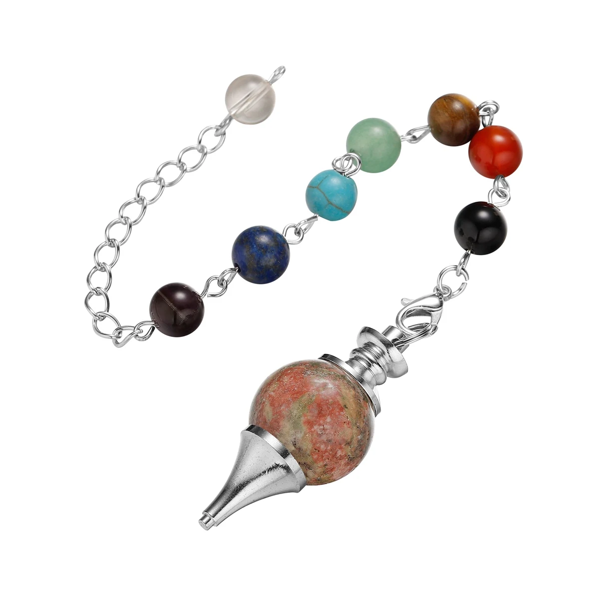 Healing Chakra Crystal Ball Pendulum Unakite Pointed Pendant Witchcraft Energy Balancing Accessories Divination Dowsing