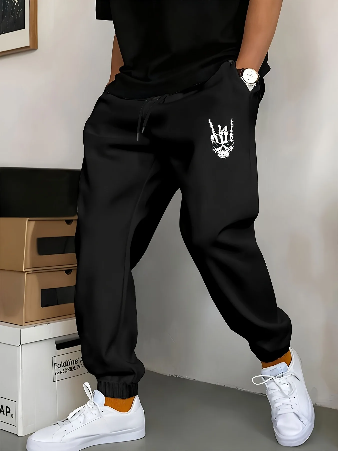 

Spring and Autumn Men's Fashion Printed Jogging Pants Casual Fleece Warm Trousers Every Day Street Wearing Sweater Pants S-3XL