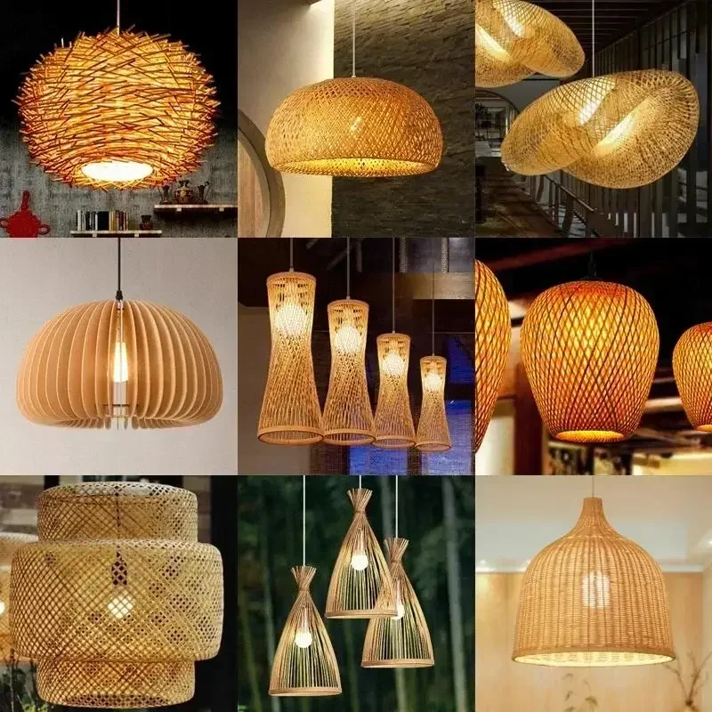 

Classic Bamboo Lustre Chandelier Hanging Lamp Ceiling Handmade Rattan Pendant Light Fixture Weaving HomeLiving люстра потолочная