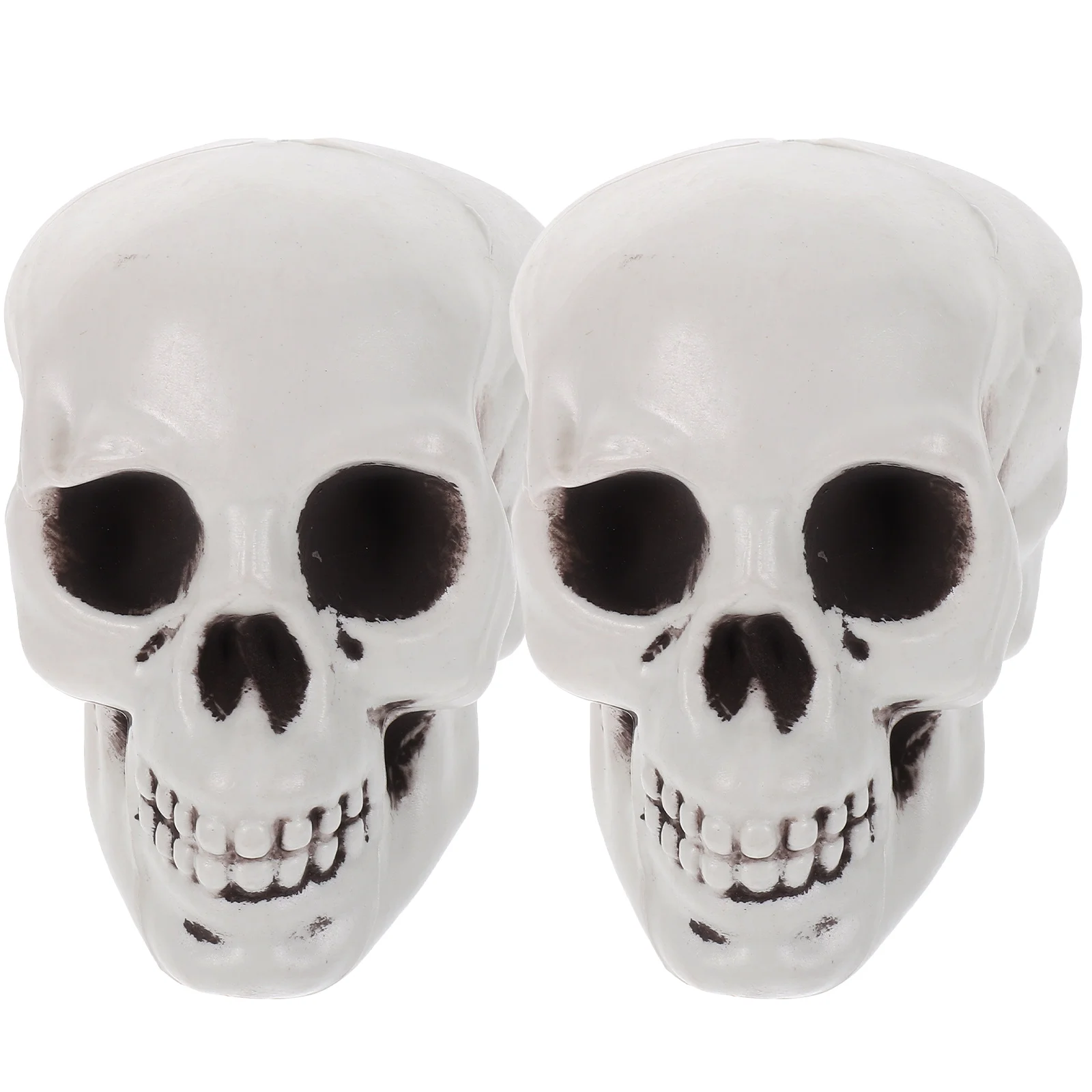 

2pcs Skull Decor Scared Design Plastic Skull Lightweight Halloween Props Party Supplies Desktop Ornament Masquerade Set Home
