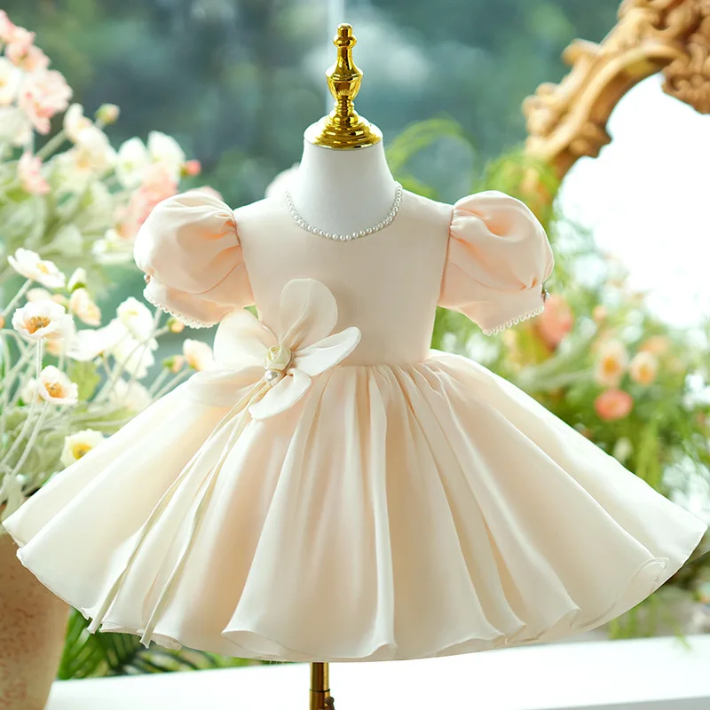 

New Children Cute Flower Birthday Dress Girls Fashion Wedding Host Piano Performance Princess Ball Gown g442