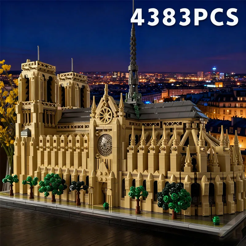 

4383pcs 21061 Notre-Dame de Paris Architectural Model Kit Home Decoration Model Adults Gift