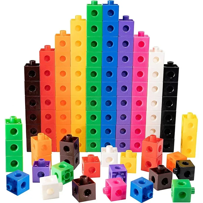 /100pcs Mathematics Linking Cubes Interlocking Multilink Counting Stacking Blocks Kids Learning Educational Children Toys Gifts