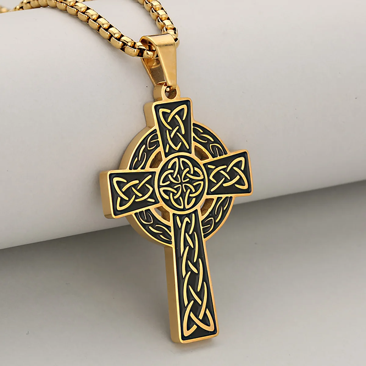 Retro & Mysterious Nordic Viking Celtic Knot Stainless Steel Irish Cross Pendant Necklace For Men And Women, Elegant & Versatile