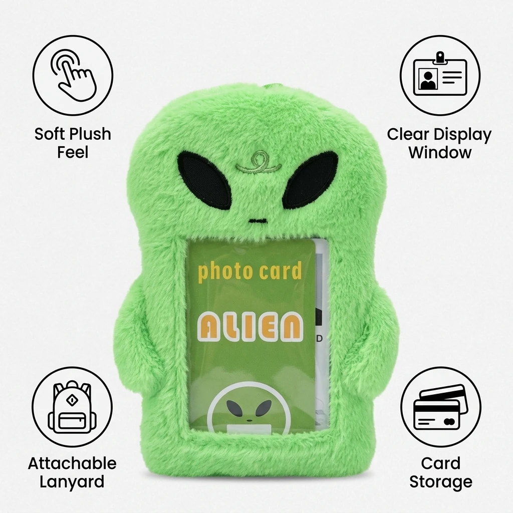 Students Card Holder School Bus ID Case Cute Plush Bunny Badge Holder with Lanyard Soft PVC Window Protector Durable Gift