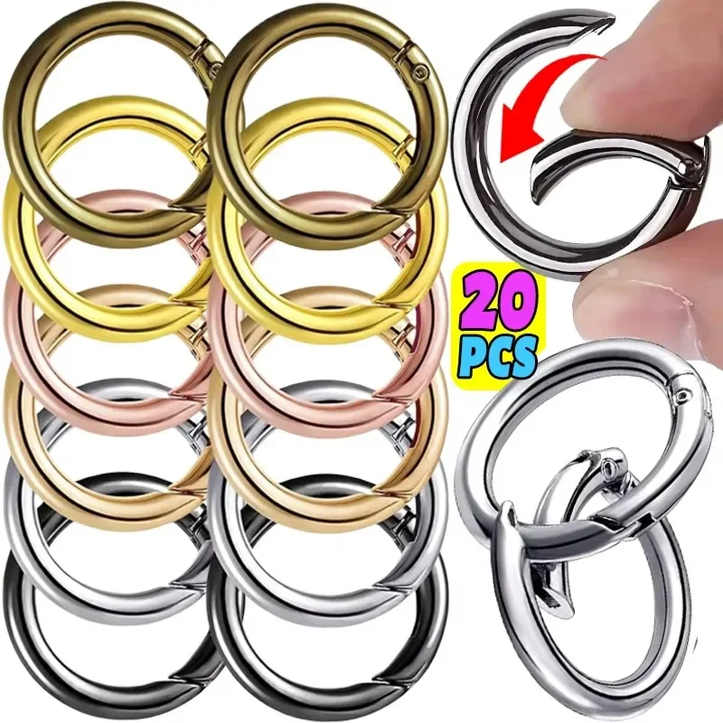 30/10 pçs metal o anel primavera fechos para diy jóias openable redondo mosquetão chaveiro saco clipes gancho cão corrente fivelas conector