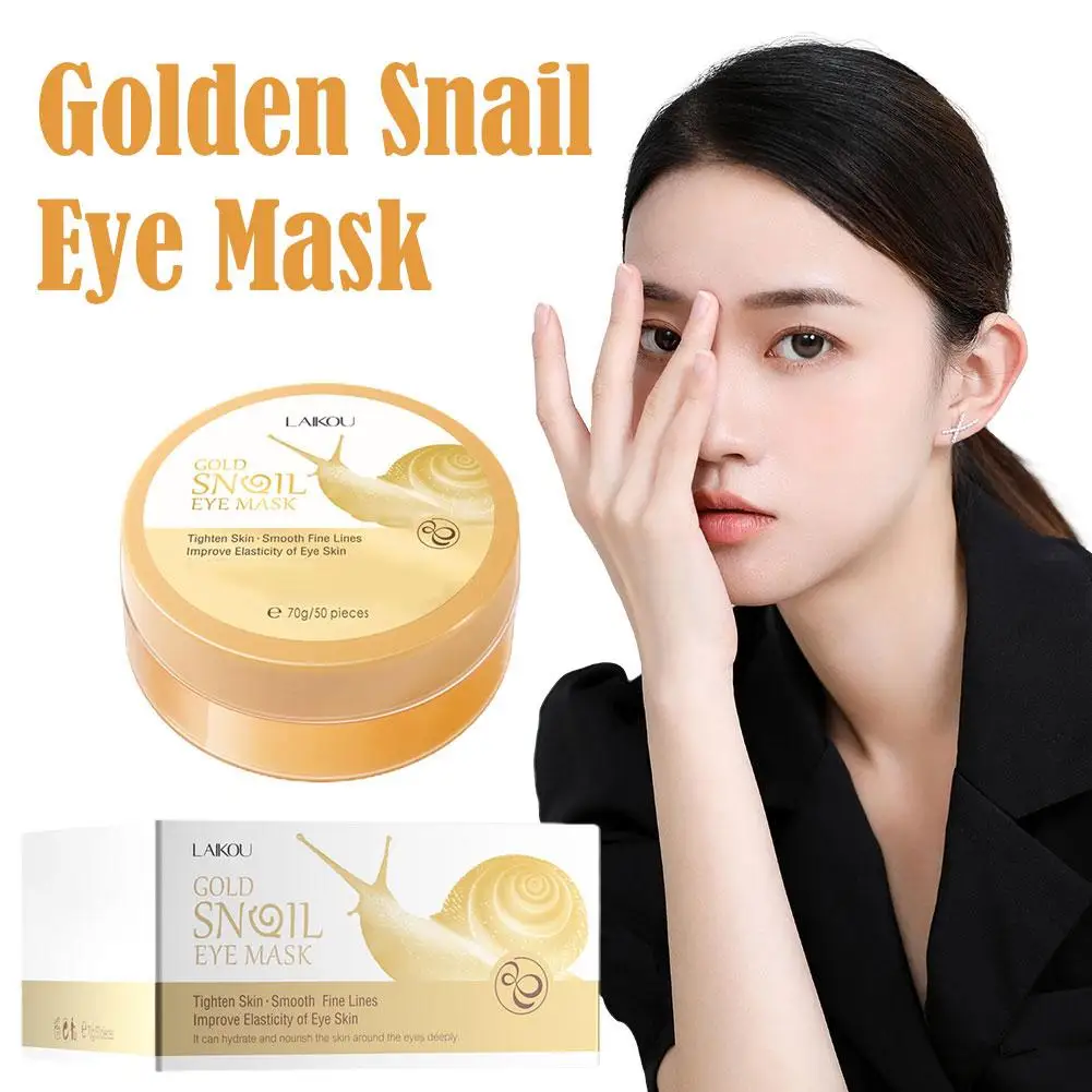 Masque pour les yeux à la bave d'escargot doré, anti-déformable, élimine les poches foncées, estompe, éclaircit, soins fins, produits hydratants pour les yeux, bouffée pour les yeux, U6J0