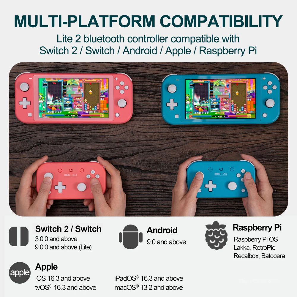 8BitDo Lite 2 Gamepads for Nintendo Switch 2 Controller Controle for Switch Raspberry Pi Android iOS iPadOS tvOS macOS Turtbo