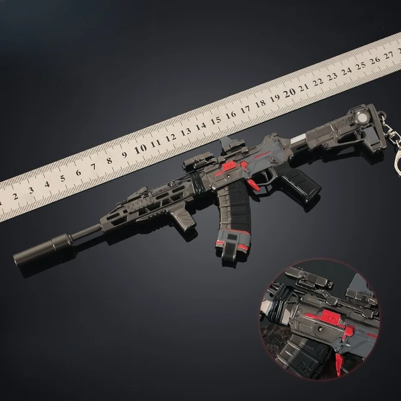 24cm/9.45인치 델타 애니메이션 주변기기 텅롱 돌격소총 합금 공예 무기 모델 펜던트 장난감 총 생일 선물 소녀 소년용