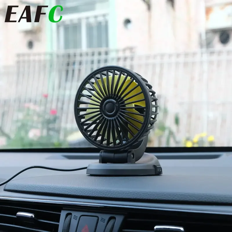 5V/12V/24V Mini Car Fan ABS Black Auto Single Head Fan USB Universal Car Fan Suction Cup Car Seat Back 360 degree Cooling Fan