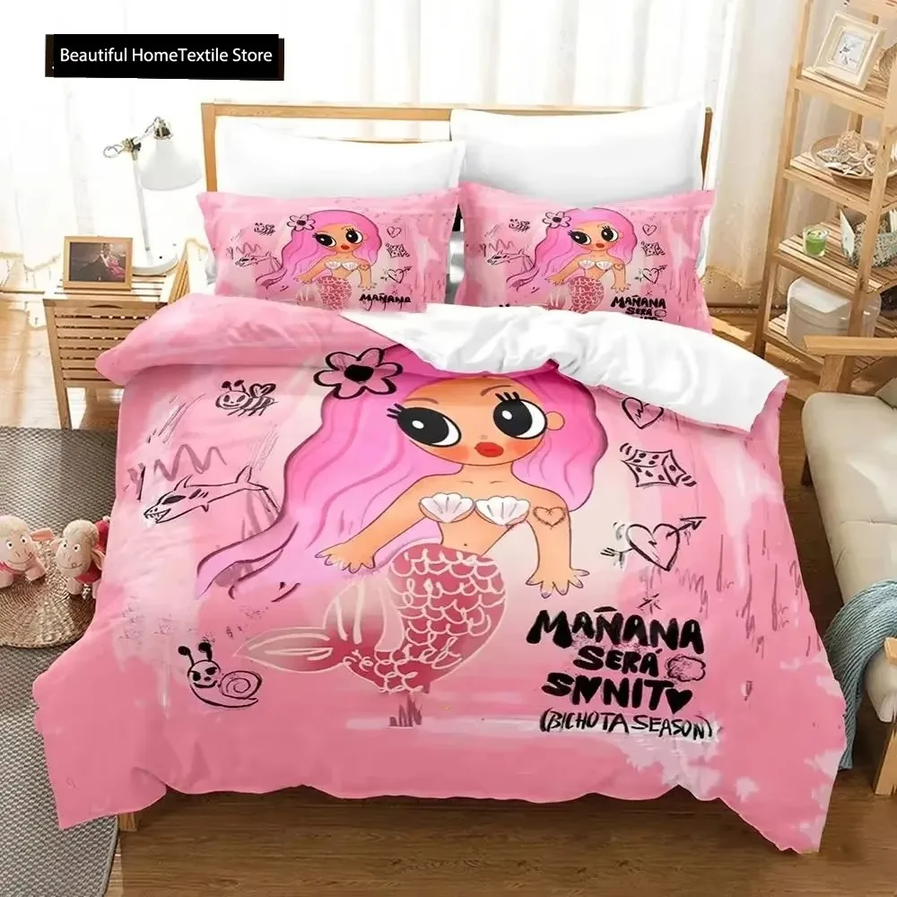 Karol G New Album Cover Manana Sera Bonito Bichota 2 Bedding Set Cartoon Anime three-piece Set Teenager Bedroom Duvetcover Sets