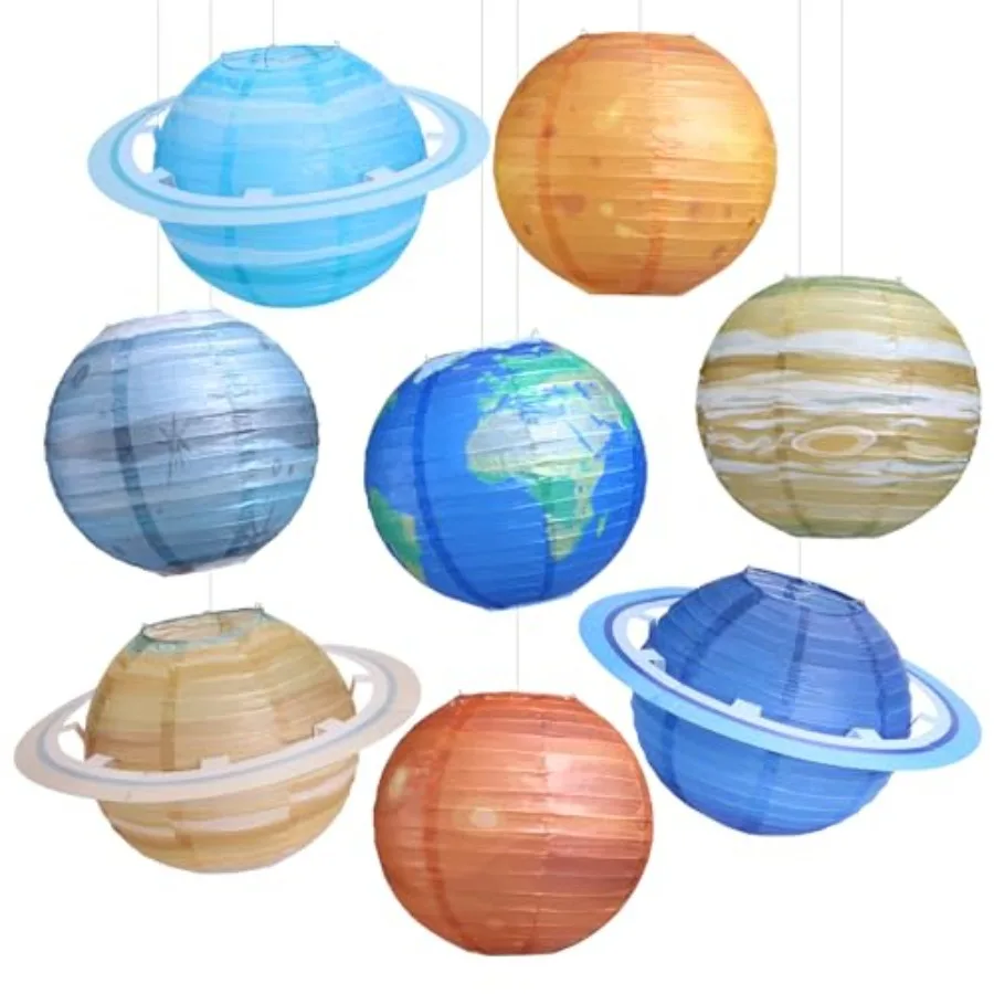 

8 pcs Planet Paper Lanterns, 10 inch Outer Space Party Decorations, Solar System Hanging Paper Lanterns for Birthday Baby Showe