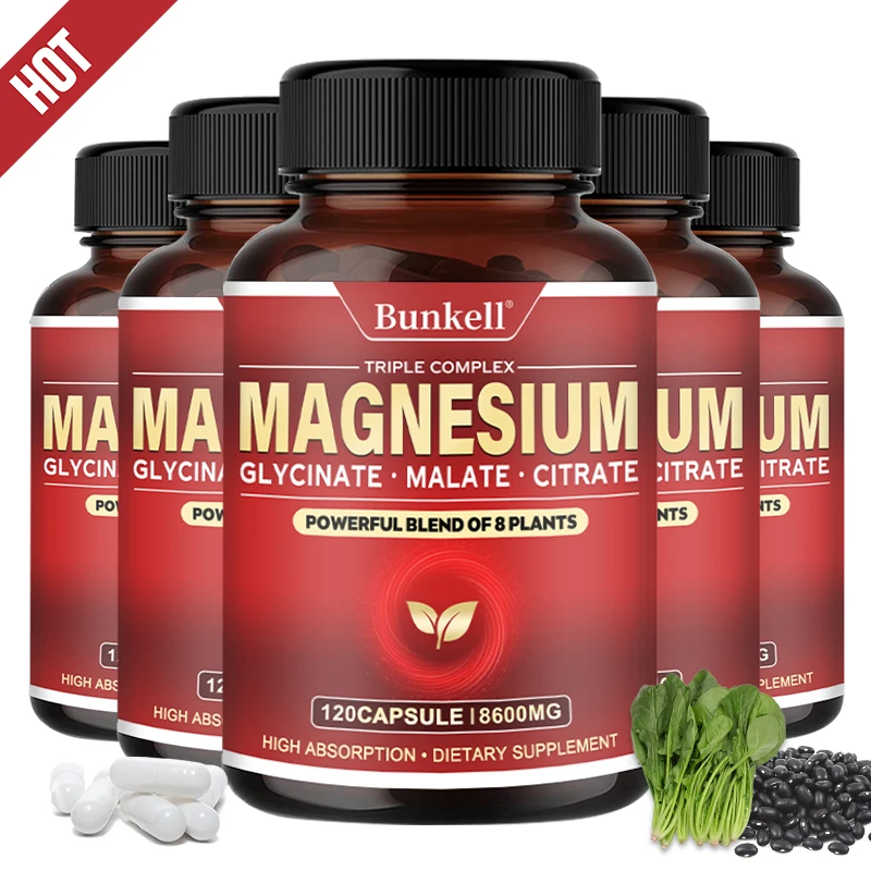 

Magnesium Complex - Magnesium Glycinate, Malate, Citrate - Promotes Energy and Sleep, Bone Health, Gluten Free and Non-GMO