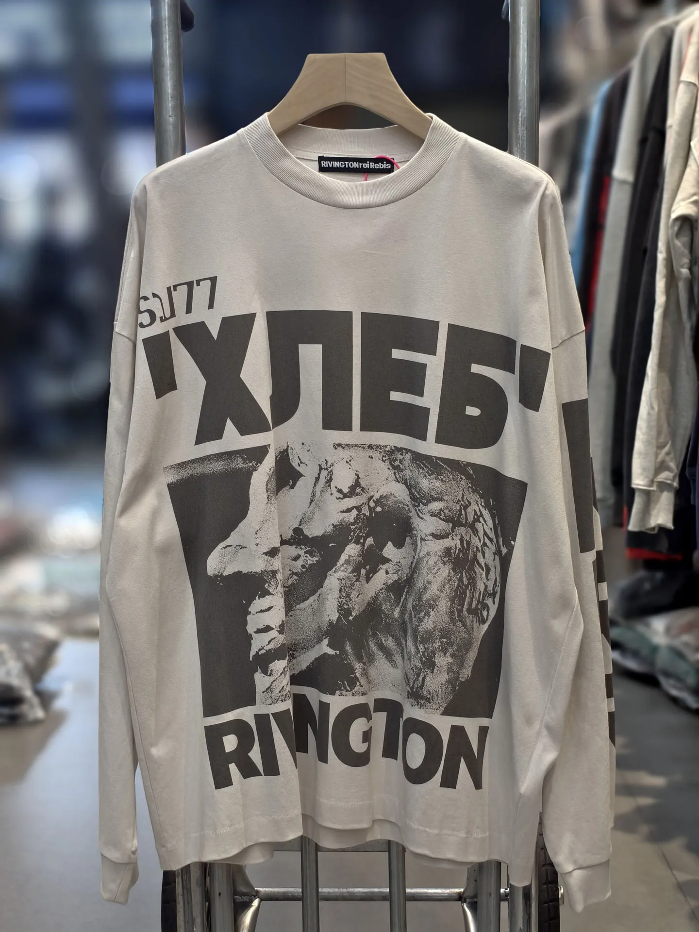 

Moscow Limited Edition RRR23 Men's Long Sve Waed Loose T-irt American High Street Sle Vintage Base Layer Top