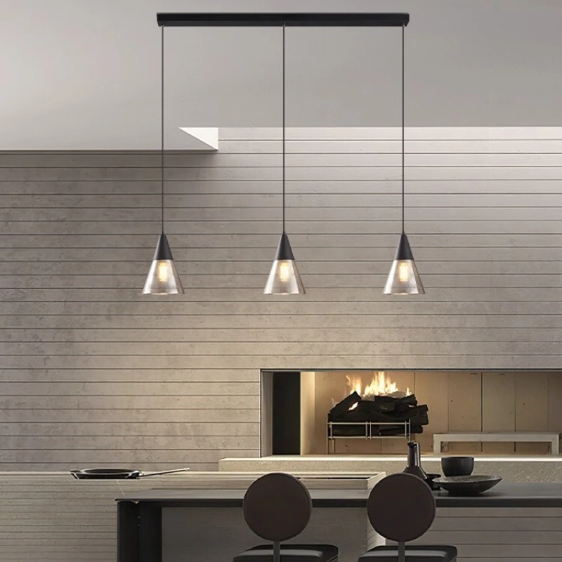 Luxury Dining Room Glass Ceiling Pendant Light Hanging Lamps for Restaurant Bedroom Bedside Three Heads Indoor Lighting Fixture