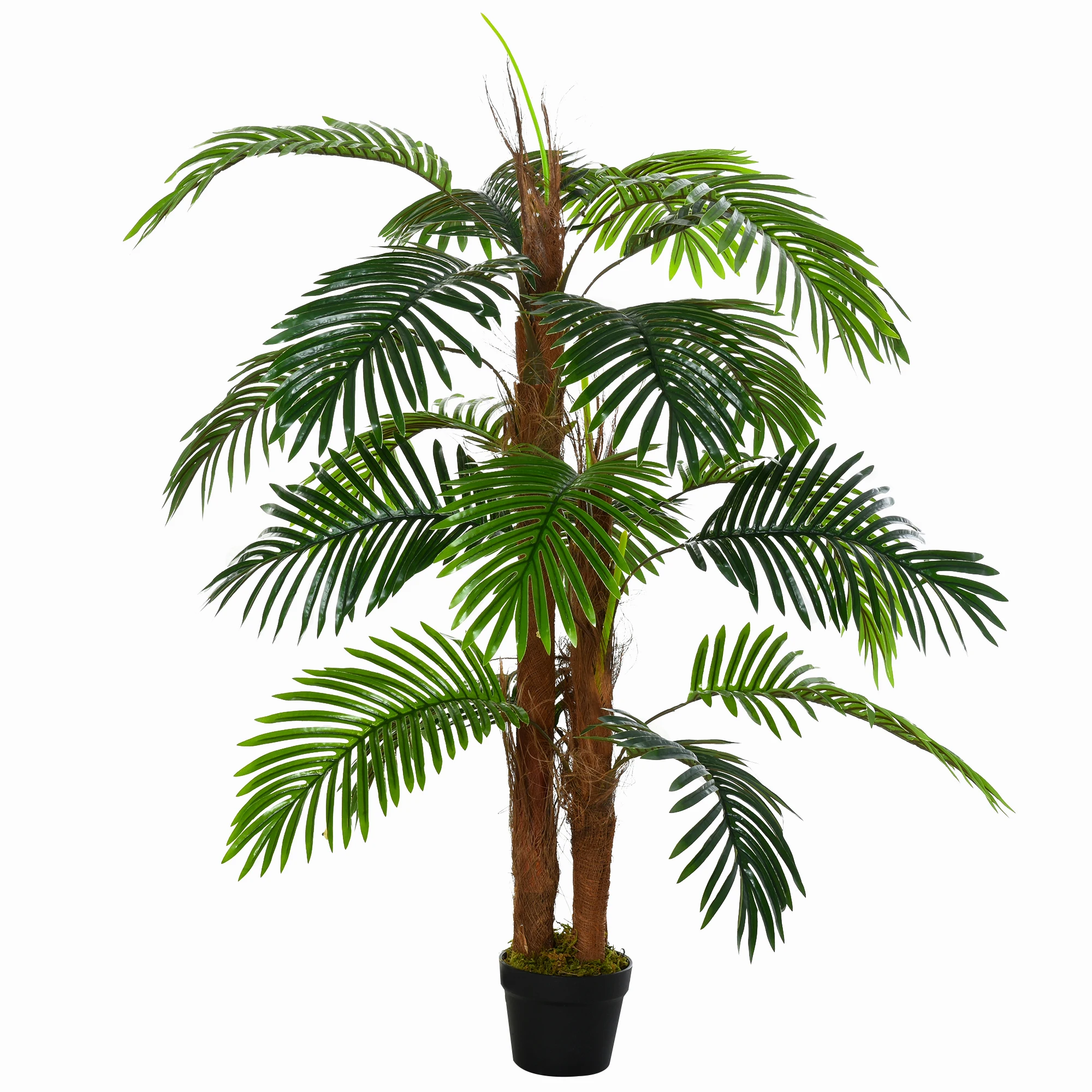 Outsunny Artificial palm tree 120 cm potted with 19 leaves lifelike and 3 logs