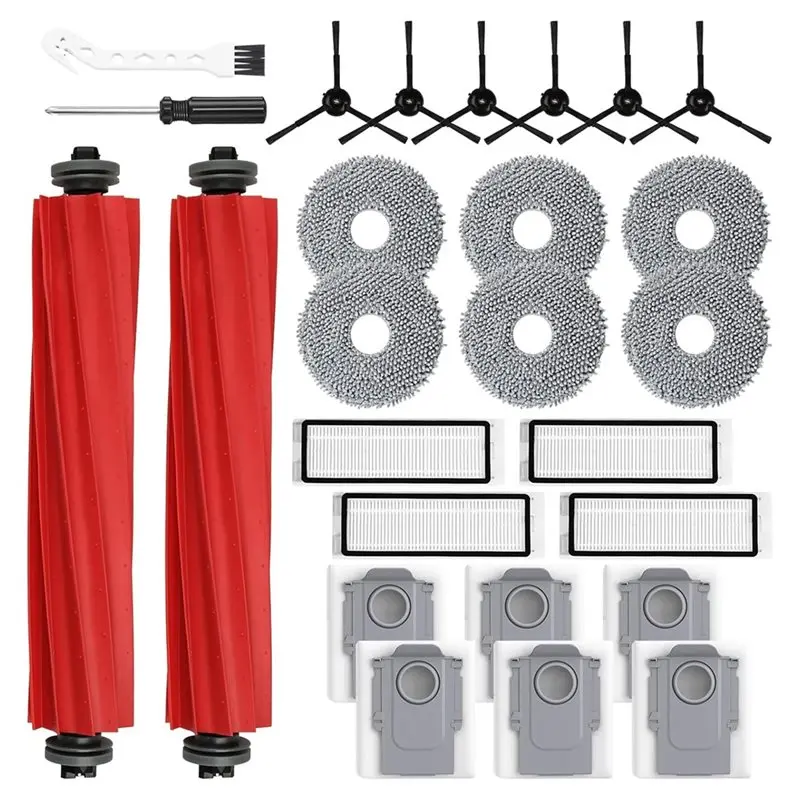 

Hot-26 Pack Replacement Accessories For Roborock Q Revo Robot Vacuum Cleaner Main Side Brush HEPA Filter Mop Bags