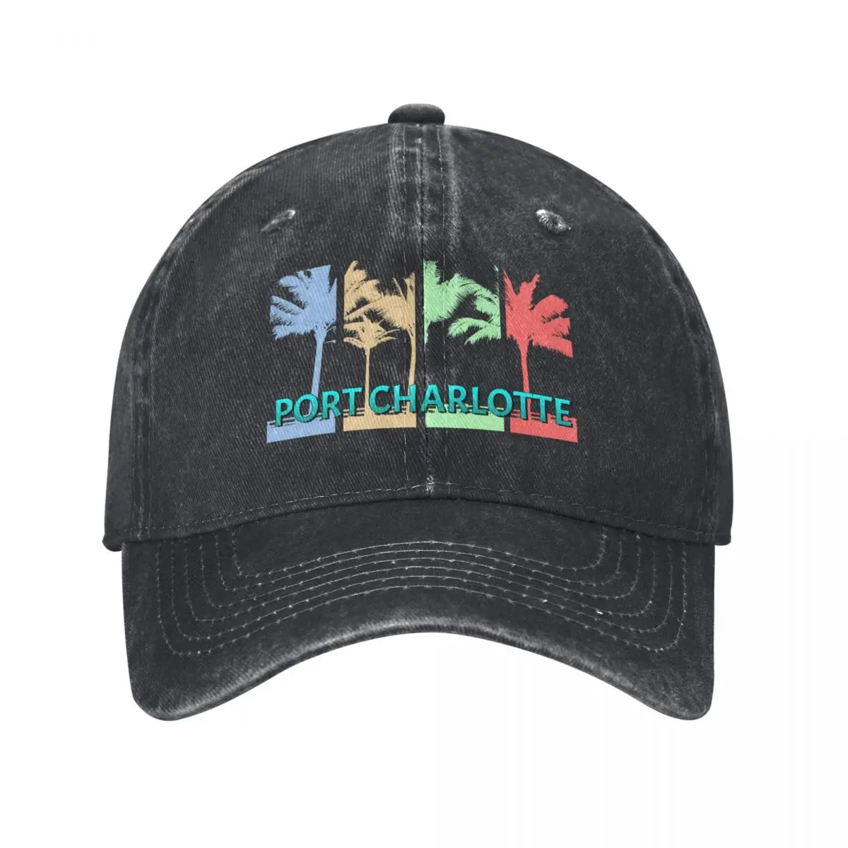 

Port Charlotte, Florida - Multi-Colored Palm Trees Baseball Cap Luxury Cap fashionable Thermal Visor Caps For Men Women's