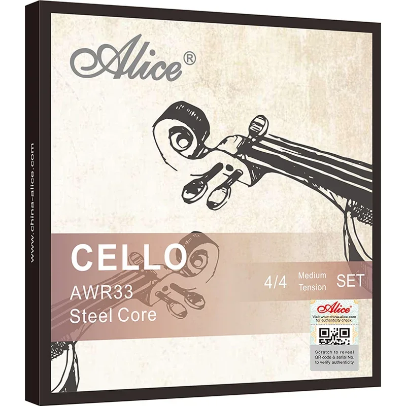 

Совершенно новые оригинальные струны Alice CELLO AWR33, набор струн для виолончели, высокоуглеродистая сталь, сердечник, Ni-Cr, обмотка