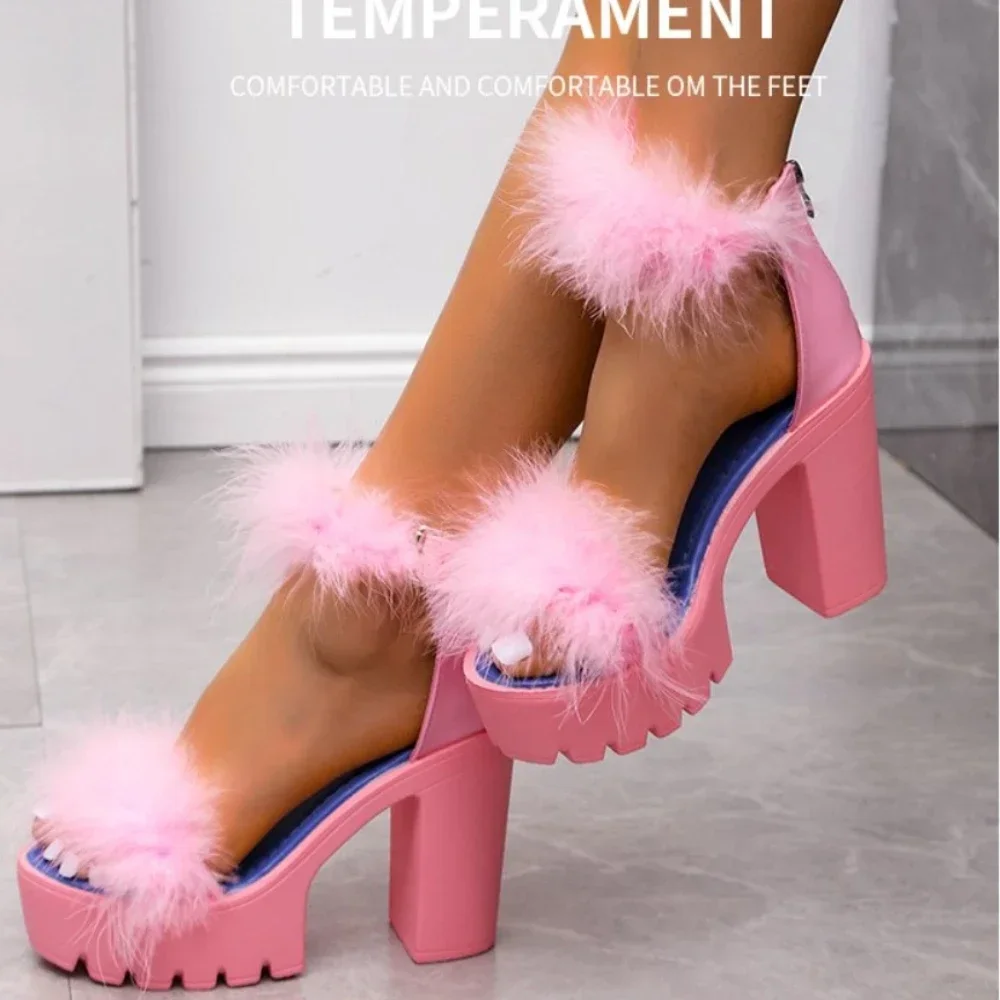 Women Sandals Summer High Heels Women Fur Sandals Woman Platform Shoes Wedges Shoes for Women Sandals Designer Zapatos De Mujer