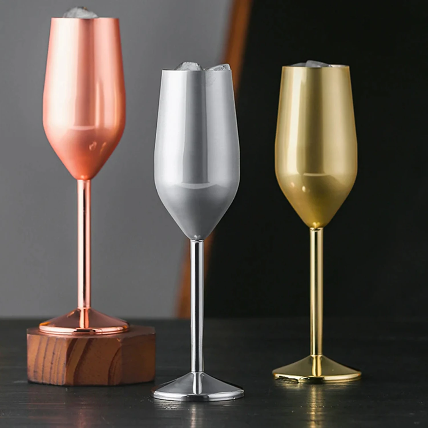 220ml Stainless Steel Goblets Red Wine Glass Juice Drink Champagne Goblet Party Barware Kitchen Drinkware