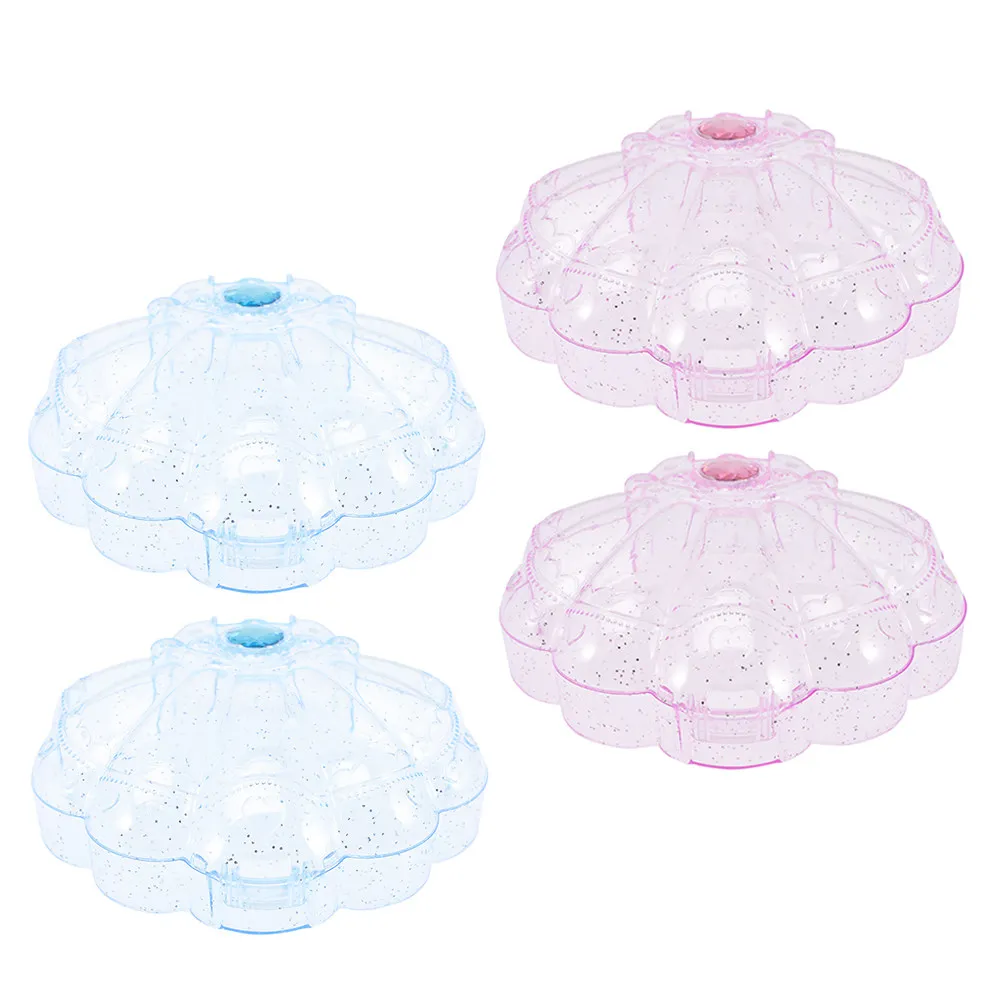 

4Pcs Clear Shell Shaped Jewelry Organizer Box Kids DIY Storage Container for Candy Small Treasures Birthday Study Desk