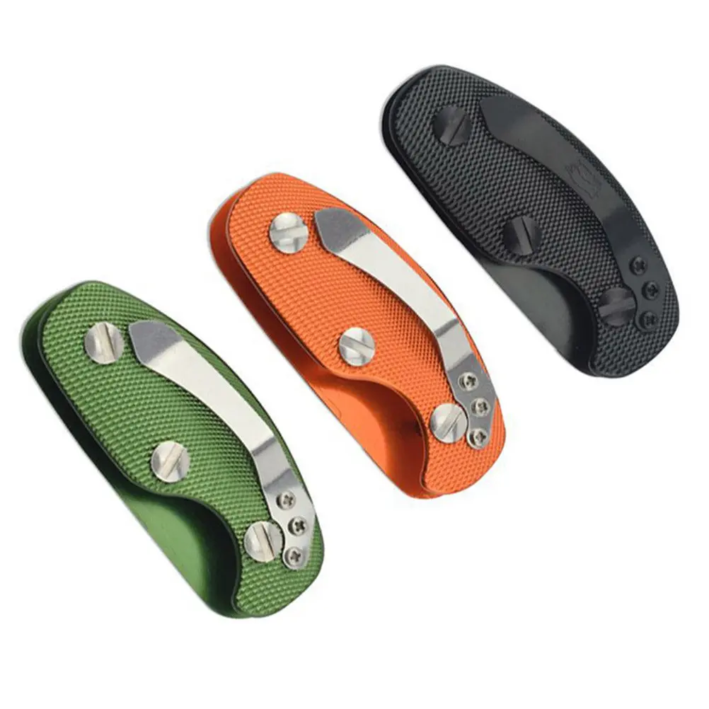 3Pcs Key Holder Aluminum Alloy Organizer Compact Slim Folded Flat Key Folder Clips for Easy Identification Green Orange Black