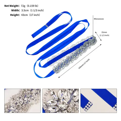 Strass brudbälte för bröllopsklänning accessoarer silverfärgad kristall brudbälte skärpband fest brudtärnegåva 10 best sales strassbälten för aftonklänningar - №1