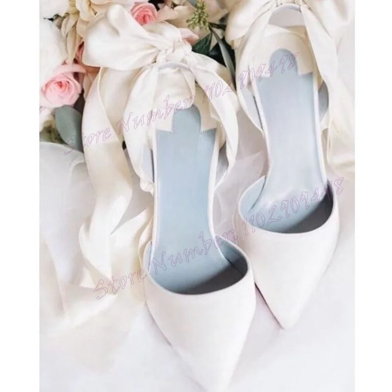 Witte Strik Knoop Bruiloft Pompen Puntschoen Schoenen voor Vrouwen Stiletto Hoge Hakken Elegante Partij Schoenen 2025, Zapatos Para Mujere