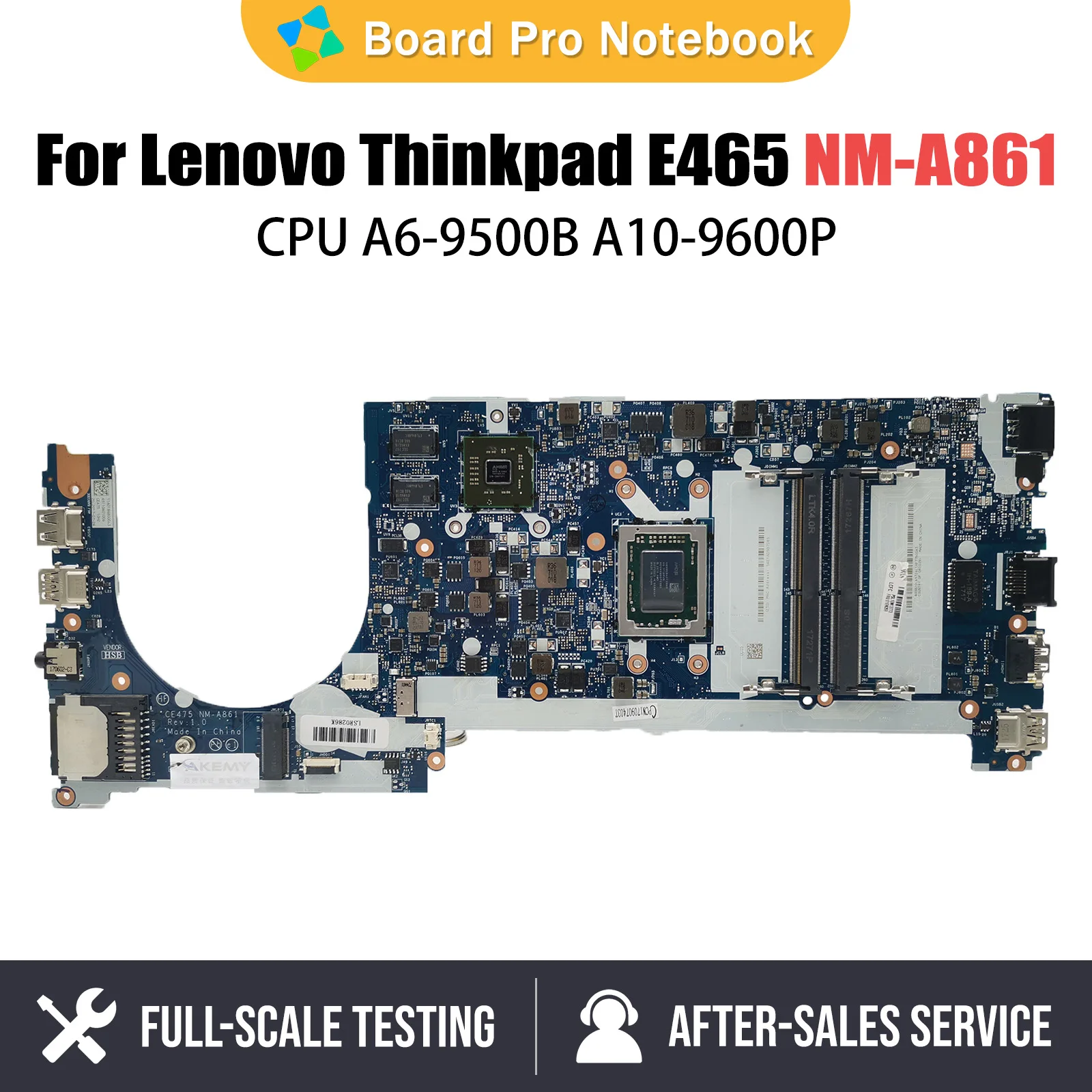 

Notebook Mainboard For Lenovo ThinkPad E475 NM-A861 Laptop Motherboard with CPU A6-9500B A10-9600P UMA 100% Tested OK