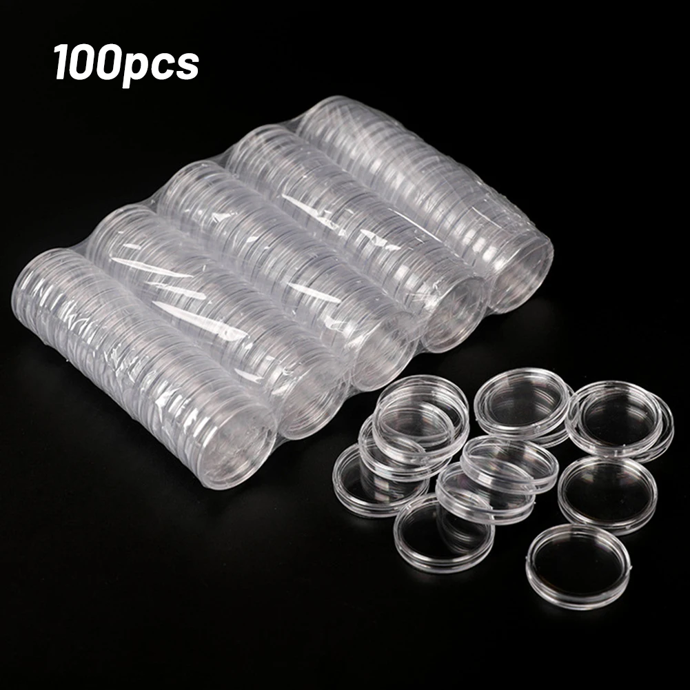 Brand New Parts Suitable Supply Useful Coin Storage Holder Plastic Round Set 100Pcs Capsule Container Decoration