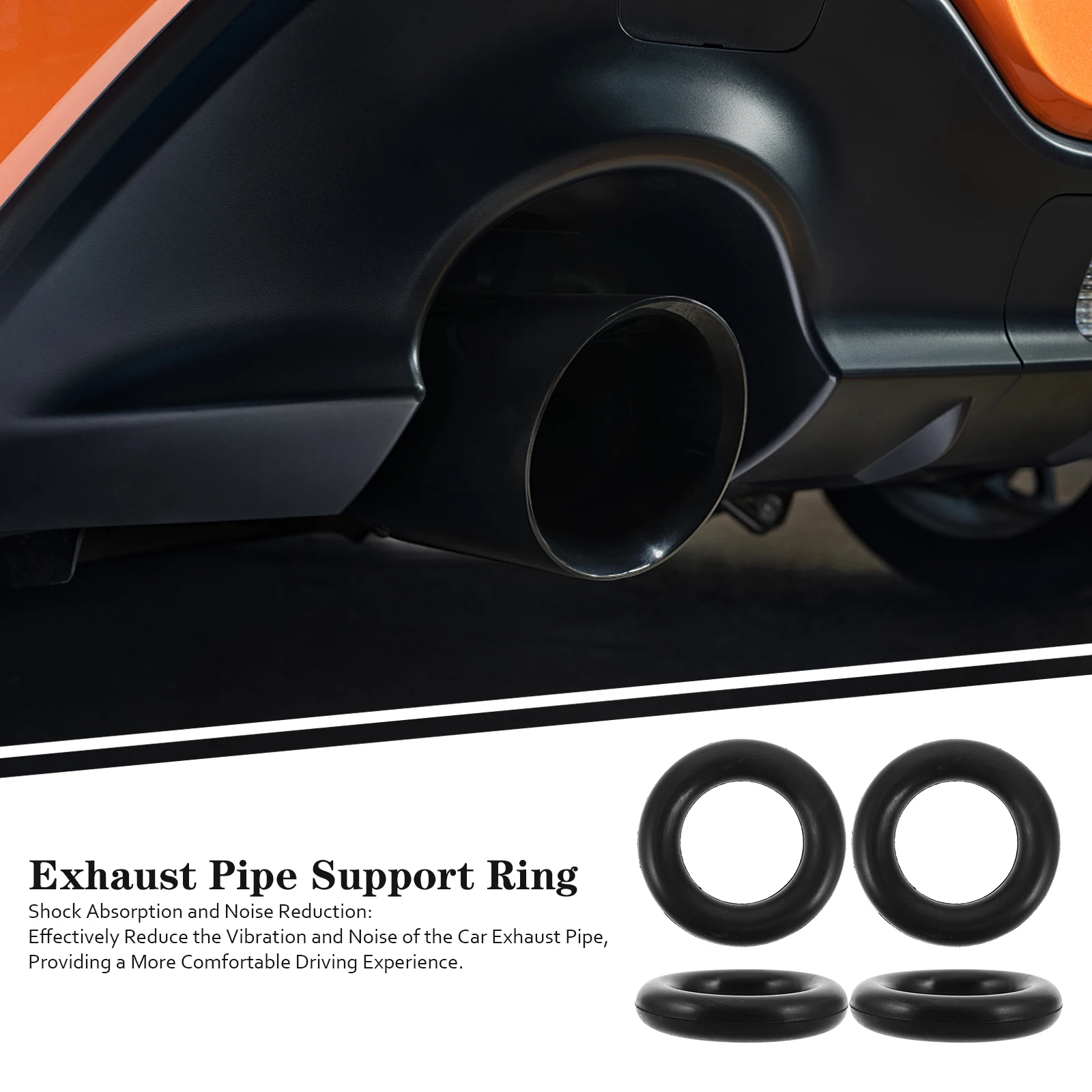 

4Pcs Exhaust Pipe Durable Silicone Universal Hangers Black Car Vibration Noise Reduction Easy Install Compatibility
