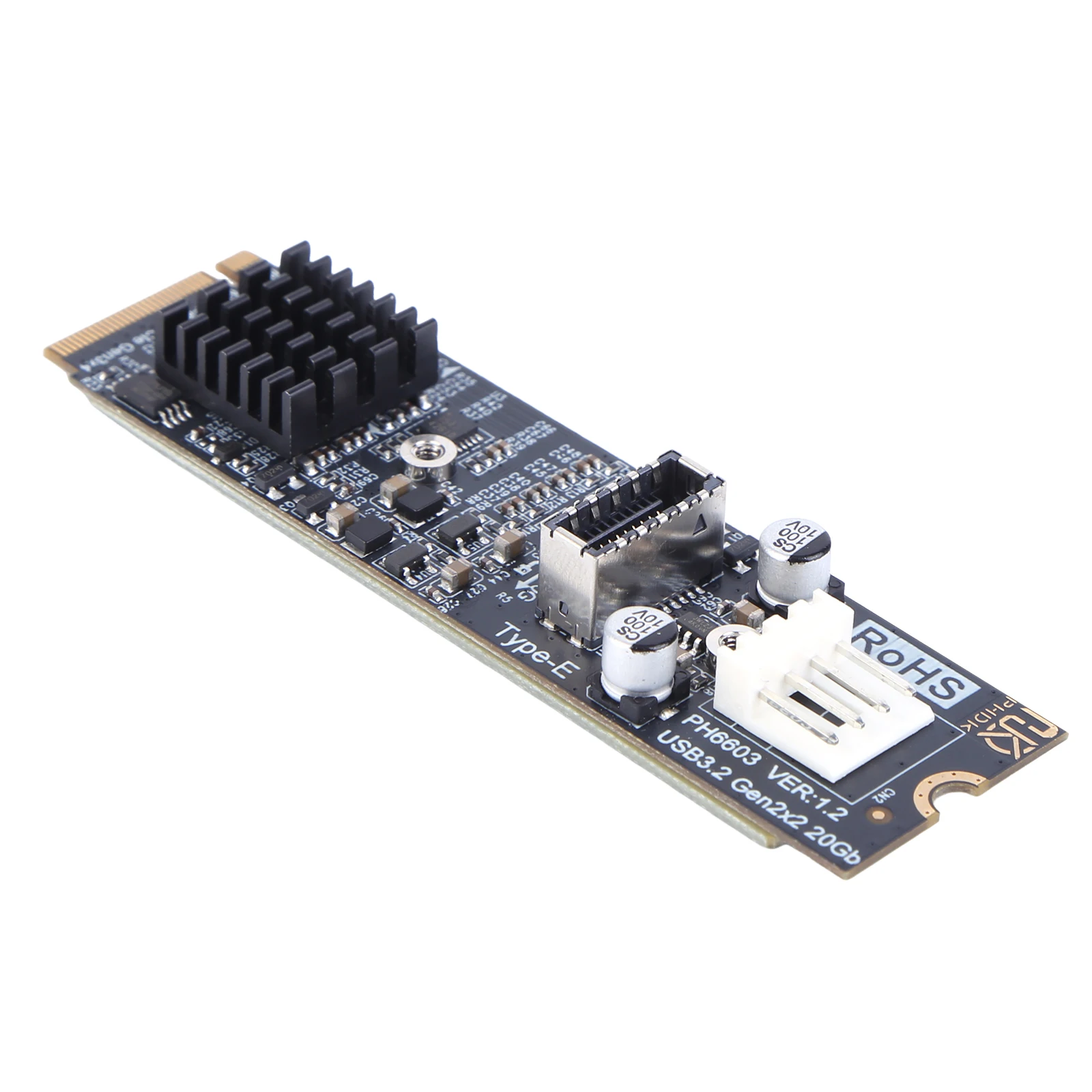 M2 PCIE NVME To TYPE E Expansion Card Riser 20Gbps High Speed M2 M Key PCIe To USB3.2 Front Panel Expansion Card for Desktop PC