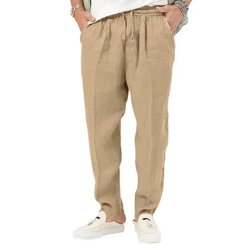 2025 Neue Herren Baumwoll-Leinen-Hose Herbst Atmungsaktive Einfarbige Leinenhose Fitness Streetwear S-3XL-5XL