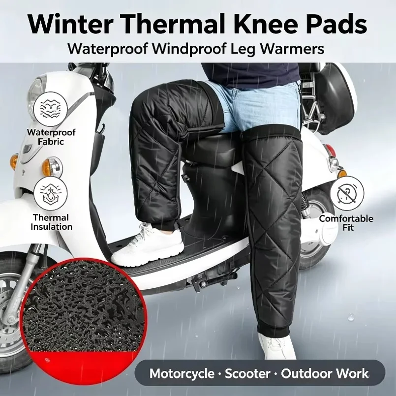Warm Leg Sleeves Waterproof Motorcycle Knee Pads Zipper Leg Warmer Winter Thermal Knee Brace Motorcycle Leg Guards Knee Pads