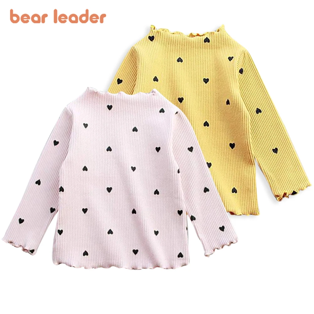 Bear Leader Girls Lovely Heart Print Sweaters 2023 New Autumn Kids Baby Cute Pattern Clothing Fashion Clothes Casual Outfits