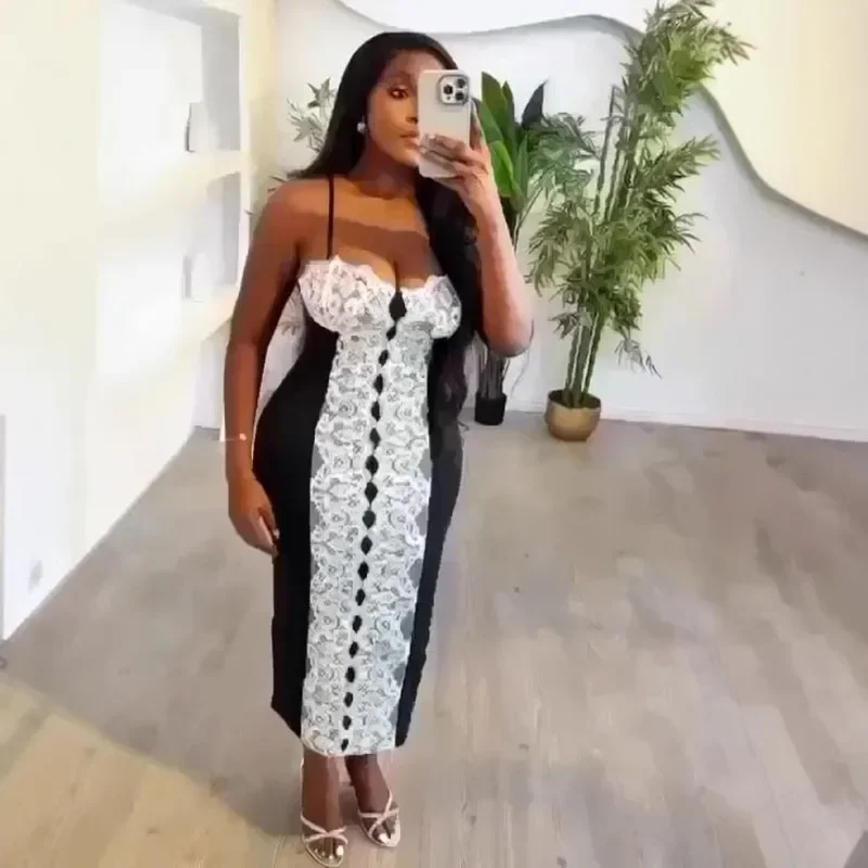 

Африканская одежда для женщин, летние сексуальные африканские кружевные платья без рукавов Анкара, вечерние вечерние платья, наряды, африканские платья