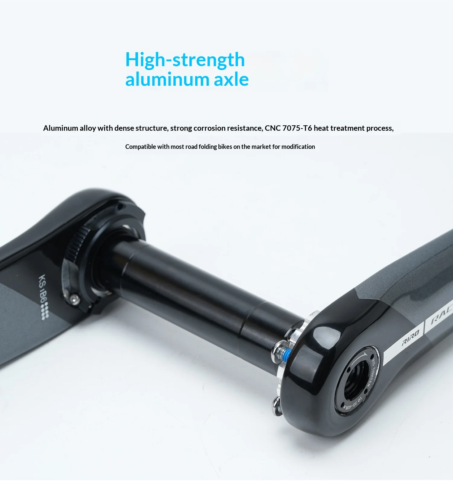 RIRO KSB Carbonfaser-Kurbelgarnitur für Rennrad/Klapprad, 24mm Spindel, 3-Bolzen-Direktmontage, kompatibel mit Leistungsmessern. – Detail 9