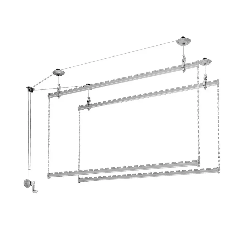 Clothes drying rack hand lift indoor household side installation balcony double top installation fixed clothes drying rodN9