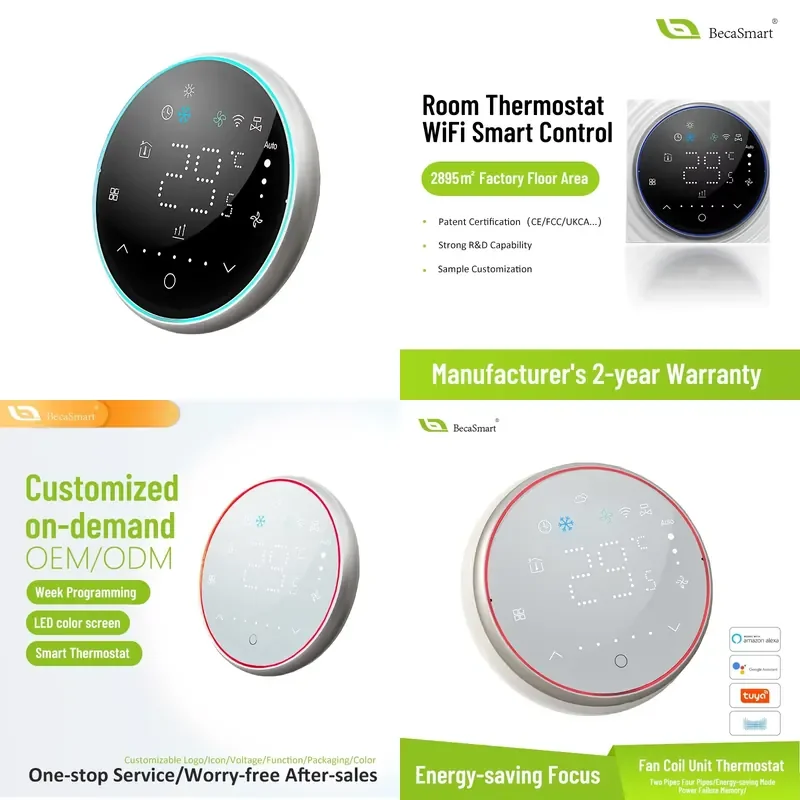 Beca BAC-6001 Smart Programmable Digital Thermostat Round Nest HVAC For School & Indoor Villa Living Room Use