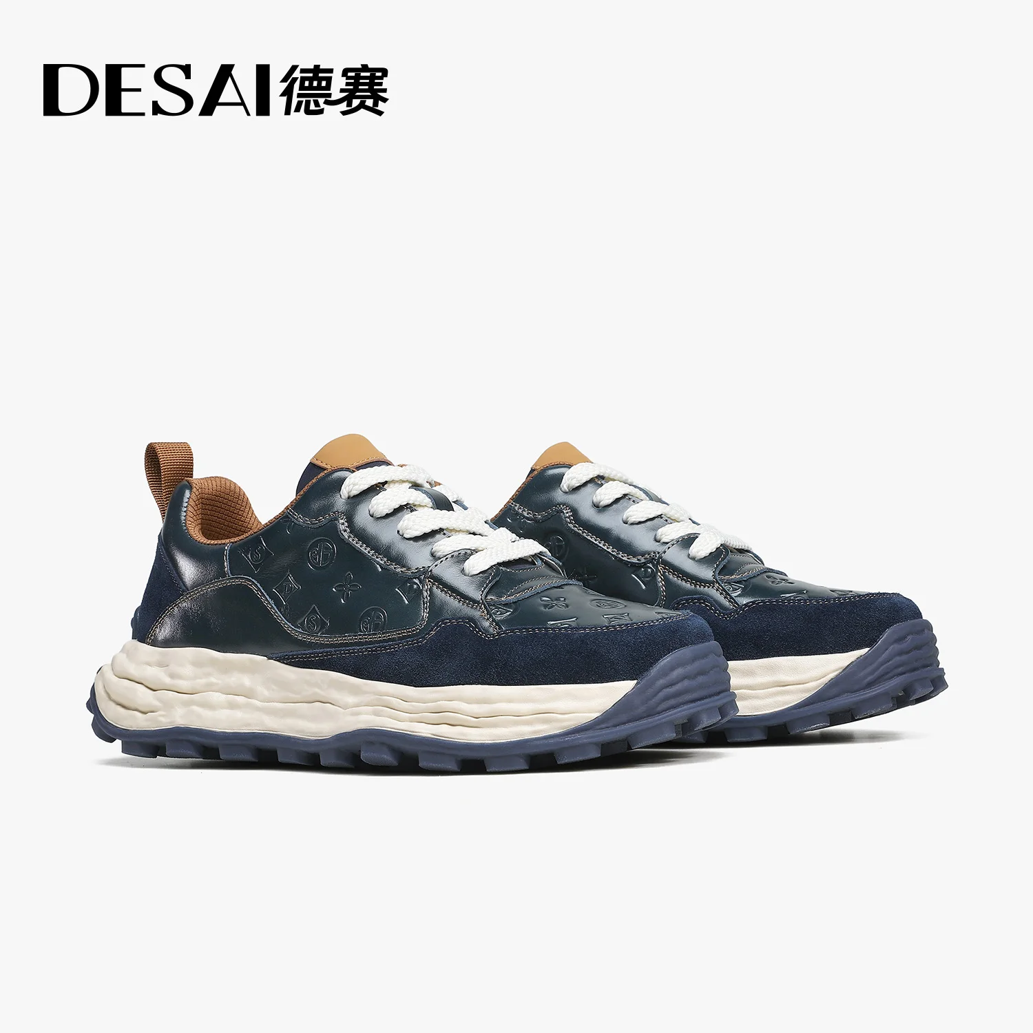 

DESAI New men's shoes with thick soles, increased comfort, shock absorption, sports shoes, commuting printed casual shoes