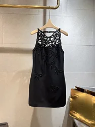 2024 Women's Clothing High Quality Sequin Hollow Sling Dress Spring Summer New 0606