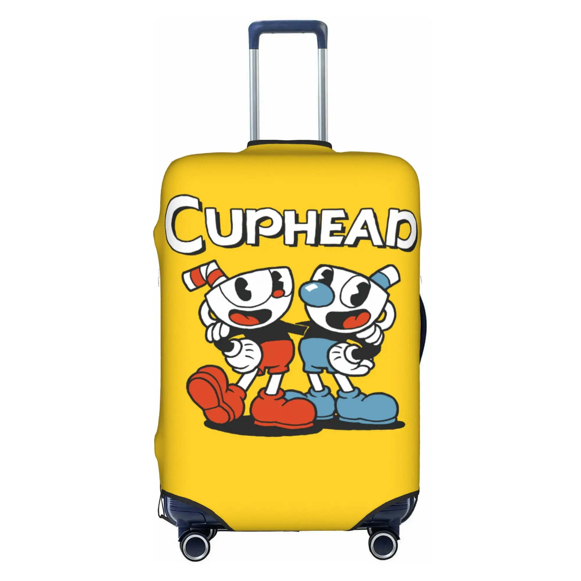Fashion Cuphead Mugman Luggage Cover Protector Elastic Cartoon Game Travel Suitcase Covers