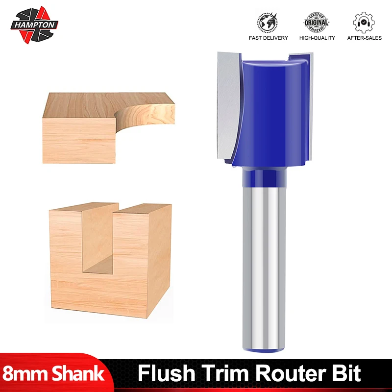 

HAMPTON 8mm Shank 2 Flute Flush Trim Router Bit Straight End Mill Carbide Cleaning Bottom Milling Cutter for woodworking Tool