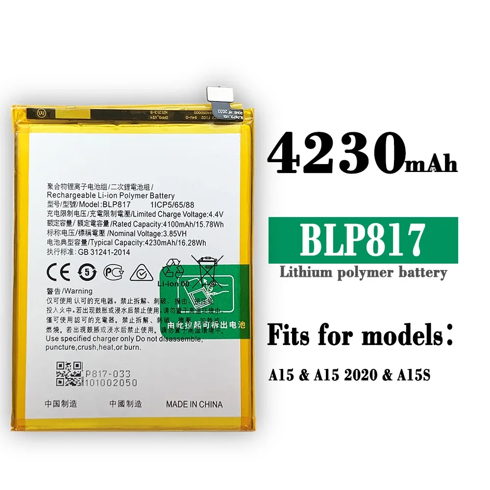 High Quality Replacement Battery For OPPO A15 A15s A16K BLP817 New Mobile Phone 4230mAh Built-in Batteries + Tools