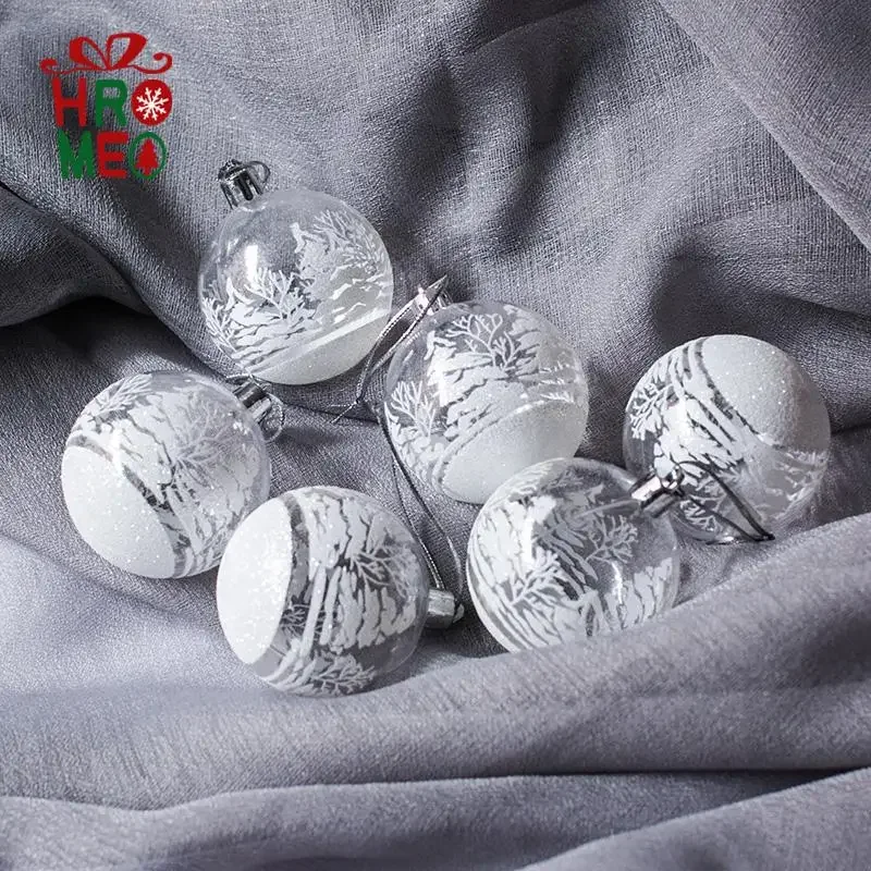 6cm transparent christmas ball snow ball handmade painted christmas ball christmas tree ornament pendant