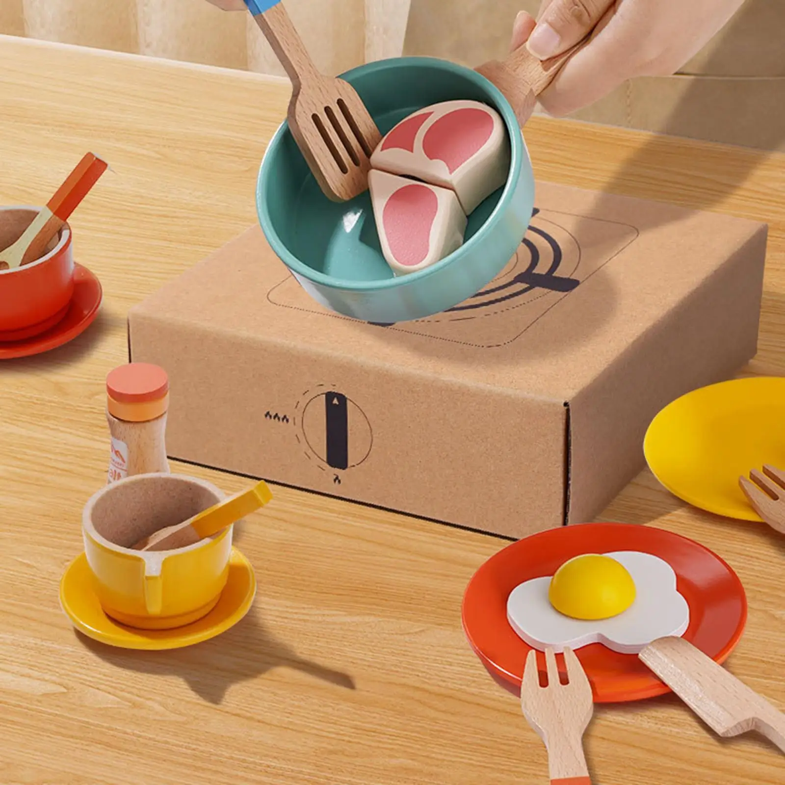 Cookware Utensils Toys Kitchen Playset, Realistic Pretend Play Kitchen Cooking Pan Playset for Toddlers, Children